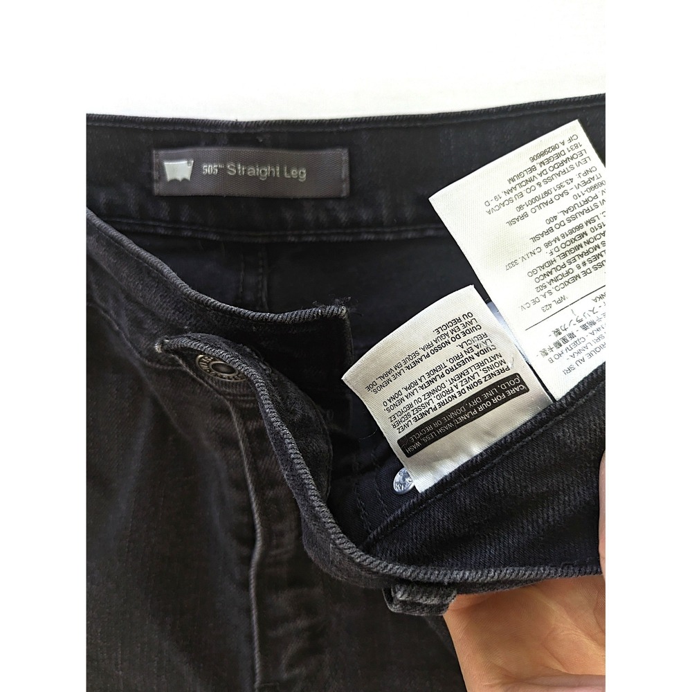 Levis 505 Straight Leg Jeans Black Tab Embroidered Pocket Mens 31x34 15505-0026 - Picture 5 of 8